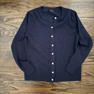 Quince Navy Cashmere Cardigan Sweater